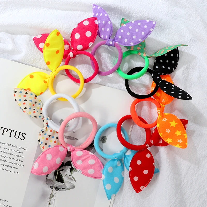 Top Trends: 10Pcs Cute Rabbit Ear Hair Ring Girl Rubber Band Elastic Hair Bands Baby Headwear Korean Children Hair Accessories Ornaments Shoppable Styles - Image 5