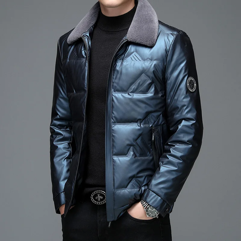 Top Trends: Top Grade Solid Color Mens Casual 90% White Duck Down Jackets Fur Collar Business Thick Warm Parkas Outwear Puffer Coats Clothes Shoppable Styles