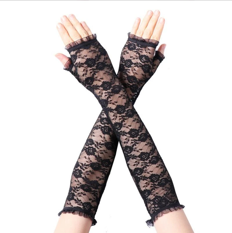 Top Trends: Cool Sleeves Mesh Ice Sleeves Elegant Lace Thin Ladies Summer Long Sleeve Riding Lace Gloves Fashion Sun Protection Sleeves Shoppable Styles