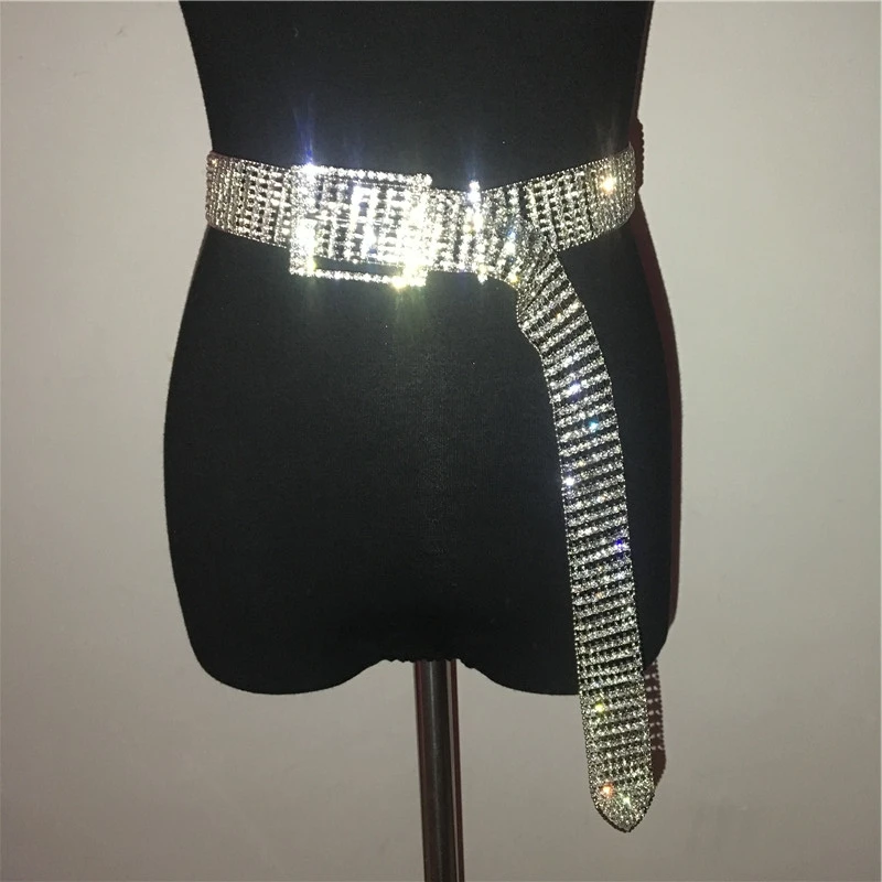 Top Trends: Gold Silver Glitter Crystal Rhinestone Belts Adjustable Metal Buckle Long Waistbands Sexy Women Party Club Waist Chain Belt 2022 Shoppable Styles - Image 5