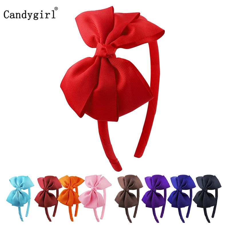 Top Trends: Fashion Ribbon Red Bow Hairband For Girls Handmade Solid Ribbon Headbands With Satin Hoops Kids' Daily Headwear Hair Accessories Shoppable Styles