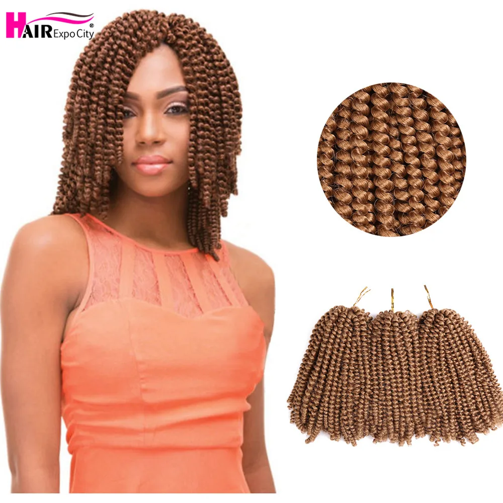 Top Trends: 8Inch Spring Twist Crochet Hair Synthetic Twist Braids Hair Ombre Braiding Hair Extensions Afro Fluffy 30Roots Hair Expo City Shoppable Styles