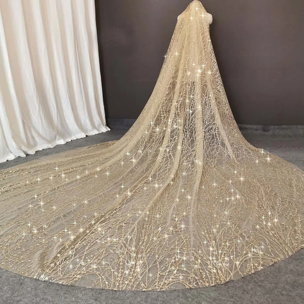 Top Trends: Luxury Sparkling Champagne Wedding Veil 3 M Long Heavy Glitter Sequins Dust Bridal Veil With Comb Veil For Bride Shoppable Styles