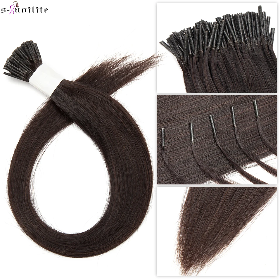 Top Trends: S-noilite 0.5g / s I Tip Hair Extensions Human Hair Keratin Fusion 16inch-22inch Human Hair Pre Bonded Stick Straight Natural Hair Shoppable Styles