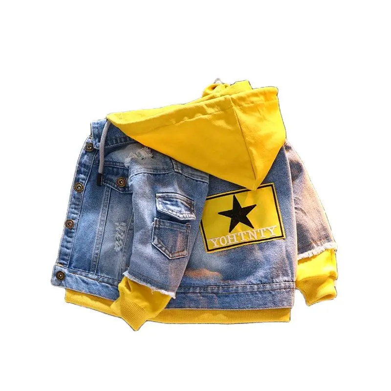 Top Trends: Spring Autumn Denim Jacket For Boy Girl New 2022 Korean Version Fashion Patchwork Hooded Cowboy Coat Casual Children's Clothing Shoppable Styles