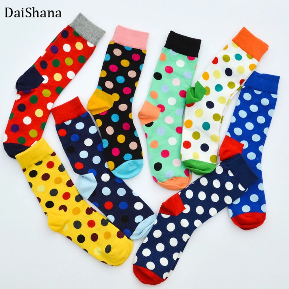 Top Trends: 2019 Fashion Colorful Dot Cotton Man Happy Socks Personality Tide Brand Harajuku Caual Funny Sock Women Couple Meias Hot Selling Shoppable Styles