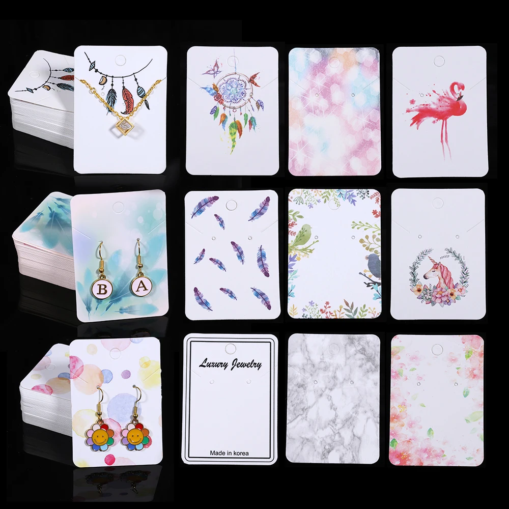 Top Trends: 30pcs 5X7cm Jewelry Packaging Display Card Flower Earrings Necklaces Cardboard Hang Tag Ear Studs Paper Card For Jewelry DIY Shoppable Styles