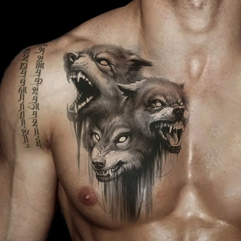 Top Trends: Wolf Totem Tattoo Stickers Waterproof And Sweat Lasting Men Women Personality Fake Tattoo Flower Arm Chest Art Temporary Tattoo Shoppable Styles