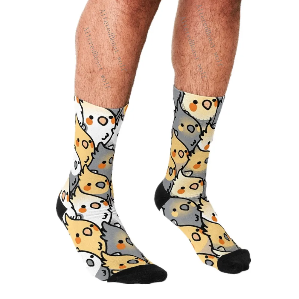 Top Trends: Funny Socks Men Harajuku Chubby Cockatiel Party Parrot Cartoon Printed Happy Hip Hop Novelty Skateboard Crew Casual Crazy Socks Shoppable Styles