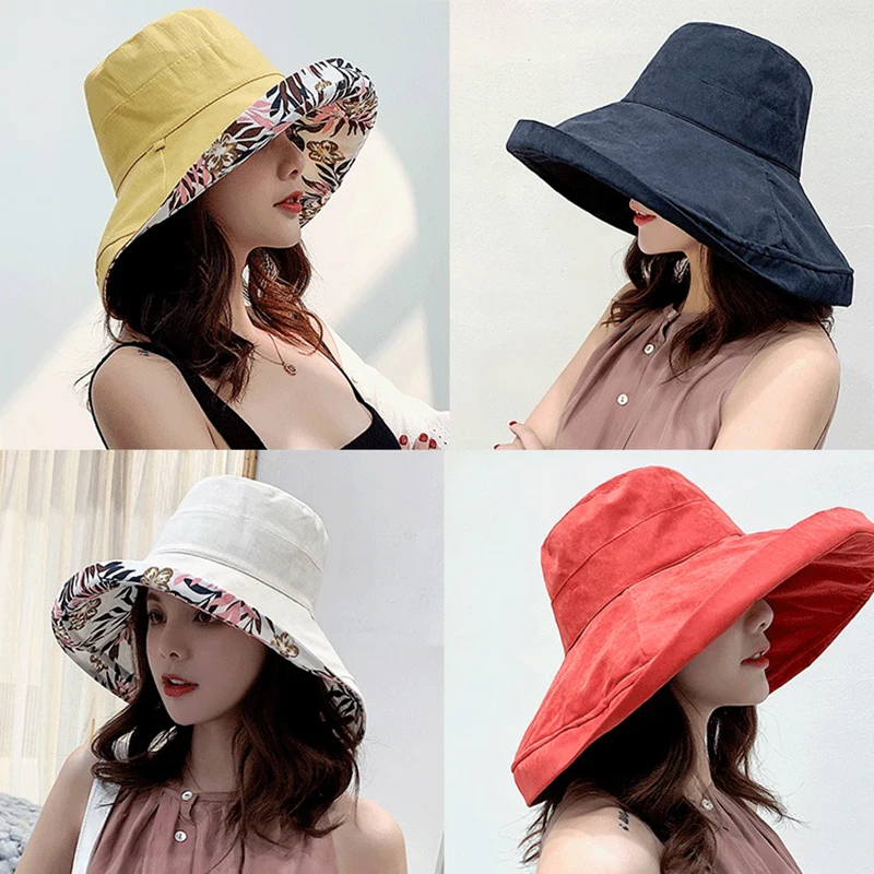 Top Trends: K34 Women&#039;s Hat Bucket Hat Panamanian Women Four Seasons Fisherman Hat Big Brim Hat Double-Sided Fisherman Hat Sun Visor Sunhat Shoppable Styles