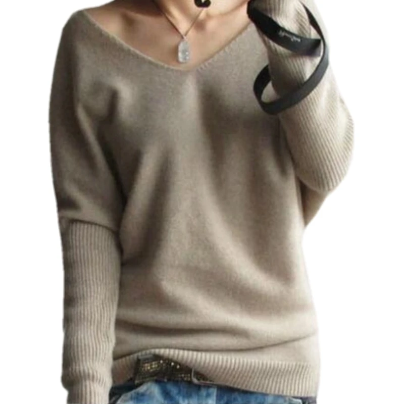 Top Trends: Tailor Sheep Spring Autumn Sweaters Women Fashion Sexy V-neck Pullover Loose Wool Batwing Long Sleeve Knitted Tops Shoppable Styles