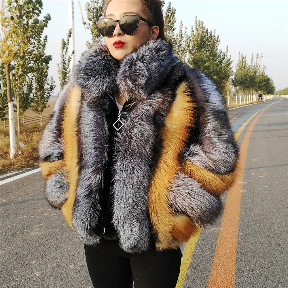 Top Trends: Real Fox Fur Jacket For Women, Luxury Genuine Silver Fox Short Coat, Full Sleeves, Natural Plush, Red, Female Shoppable Styles