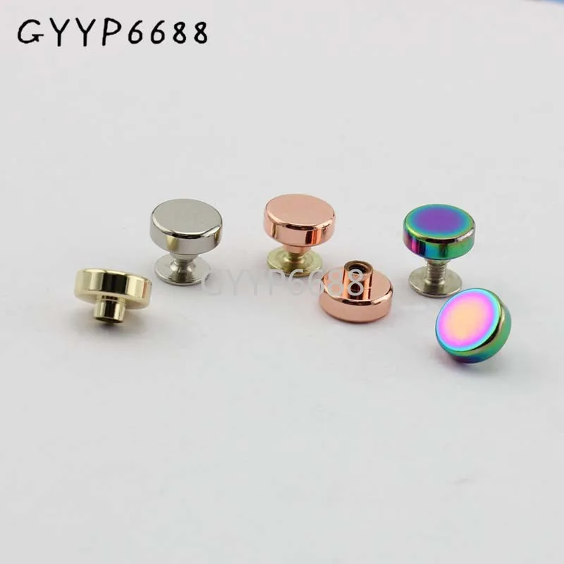 Top Trends: 10-30-100pcs 6 Colors 10mm Flat Round Copper Screw Rivets Studs, Solid Casting 1cm Leather Crafts Bags Shoes Studs Shoppable Styles