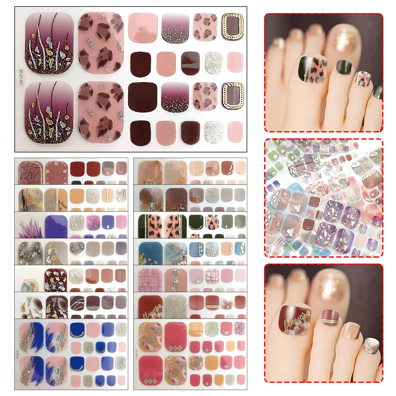 Top Trends: Nail Sticker Set, Nail Art Decals Stickers For Manicure, Toe Nail Art Adhesive Foils, Wraps Stickers Tips-Shiny Foot-decoration Shoppable Styles