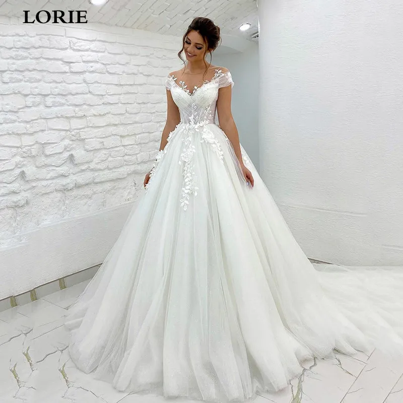 Top Trends: LORIE Princess Wedding Dress Off The Shoulder 3D Lace Appliques Boho Bride Dresses Vestido De Novia Custom Made Ball Gowns 2022 Shoppable Styles