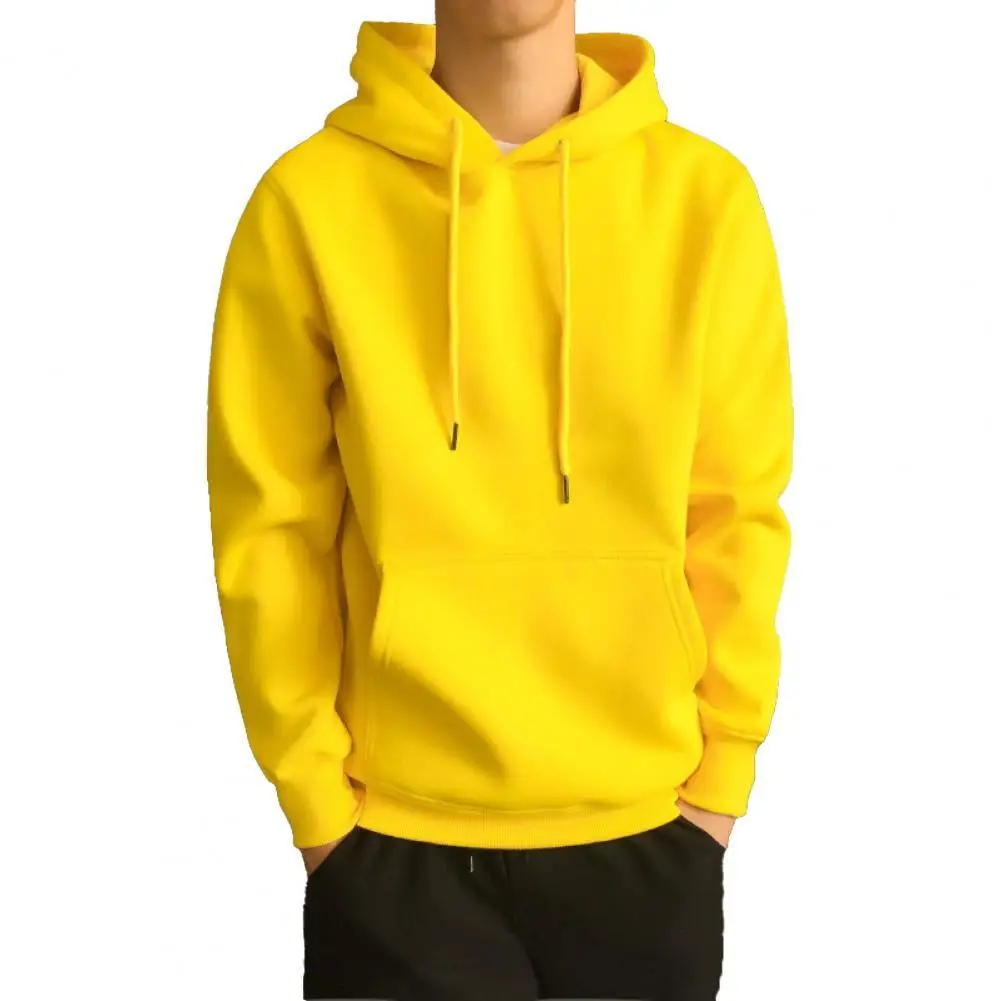 Top Trends: Men Hoodie Solid Color Ribbed Cuff Autumn Winter Drawstring Warm Sweatshirt For Daily Wear Shoppable Styles