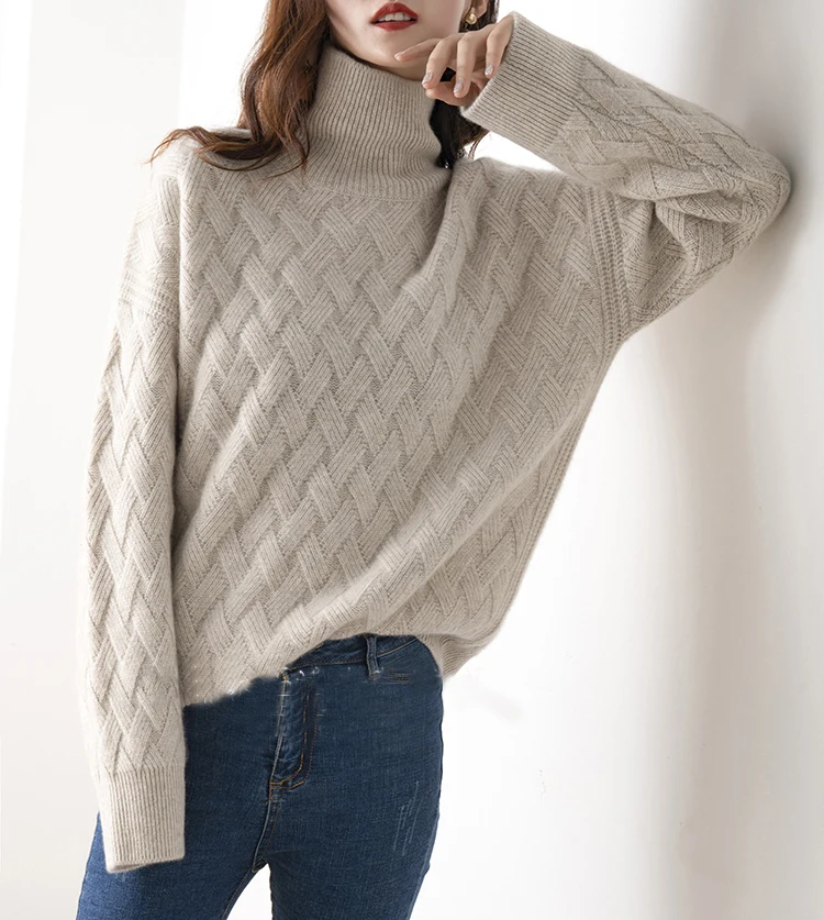 Top Trends: Cashmere Sweater Women Turtleneck Sweater Pure Color Knitted Turtleneck Pullover Loose Large Size Sweater Women Shoppable Styles