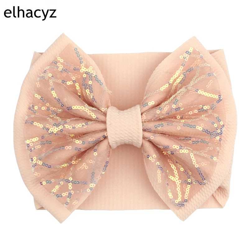 Top Trends: 2024 Trendy Baby Big Bow Headband Pearl Flower Turban Kids Fabric Elastic Hair Band Children Head Wrap Girls Hair Accessories Shoppable Styles - Image 6