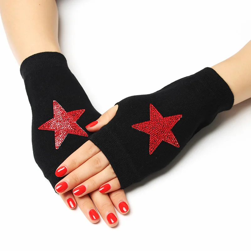 Top Trends: Sailor Dance Gloves Rivet Wool Gloves Spring And Autumn Black Half-finger Gloves Show Gloves Shoppable Styles - Image 4