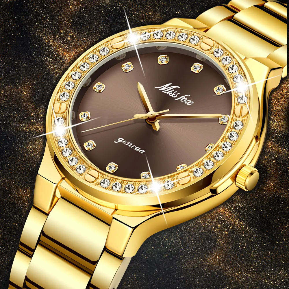 Top Trends: MISSFOX Elegant Woman Watch Luxury Brand Female Wristwatch Japan Movt 30M Waterproof Gold Expensive Analog Geneva Quartz Watch Shoppable Styles