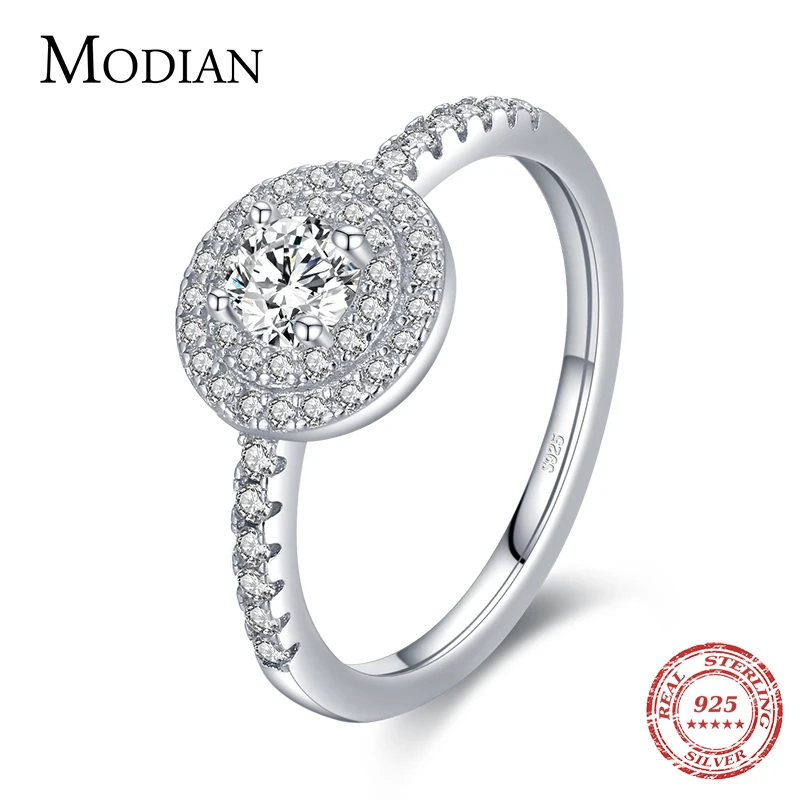 Top Trends: Modian Sparkling Round Clear CZ Charm Rings Fashion 925 Sterling Silver Classic Design Wedding Ring For Women Party Jewelry Shoppable Styles