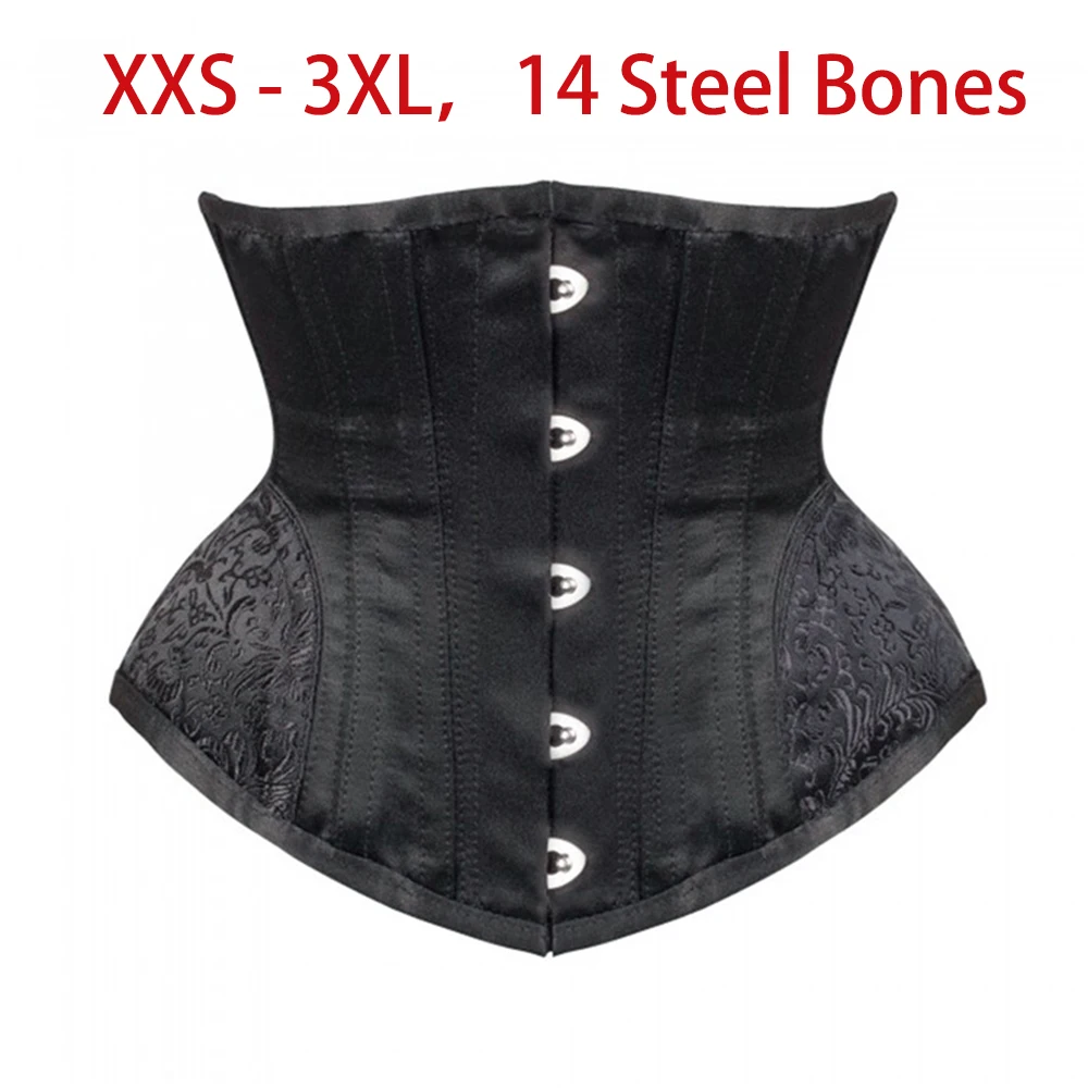 Top Trends: 14 Steel Bone Waist Trainer / Control Short Corset Women Sexy Underwear Lace Ups Shape Body Lingerie Slimming Belt Winter Bustiers Shoppable Styles - Image 2