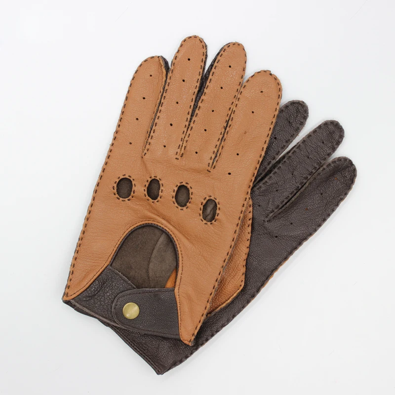 Top Trends: Latest Goatskin Locomotive Gloves Male Driver Style Classic Light Brown Dark Brown Motorcycle Bicycle Man's Gloves TB15-1 Shoppable Styles