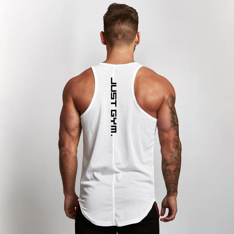 Top Trends: Brand Casual New Mesh Fashion Clothing Sleeveless Shirts Tank Top Men Bodybuilding Workout Gym Vest Fitness Men's Sport Singlets Shoppable Styles - Image 3