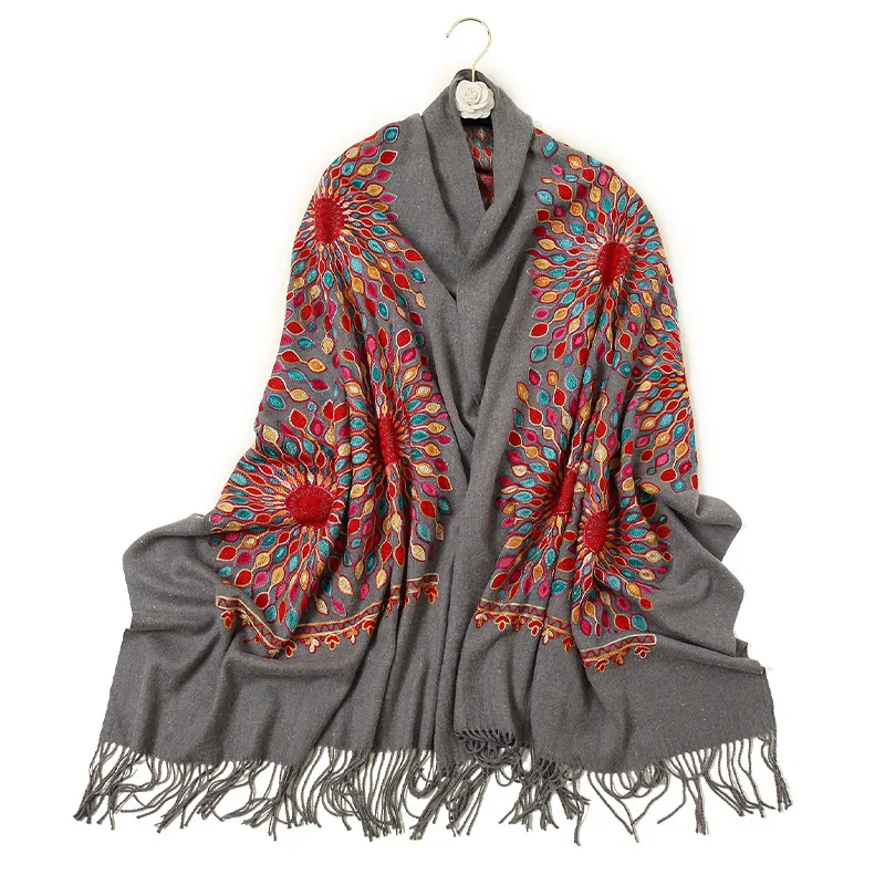 Top Trends: Fashion Aztec Floral Cashmere Scarf Winter Women Pashmina Shawls Warm Blanket Wraps Female Foulard Bandana Brand Thick Hijab Cap Shoppable Styles