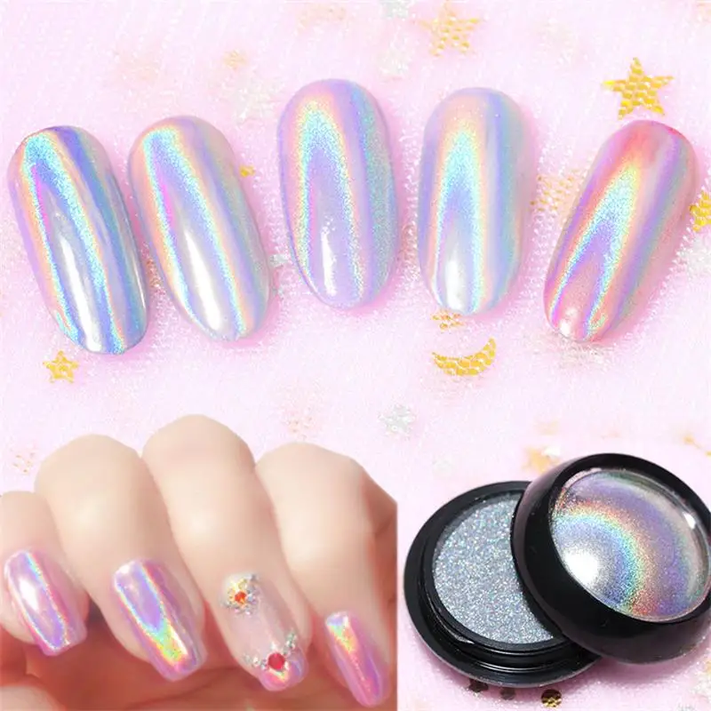 Top Trends: Silver Holographics Laser Nail Glitter Chrome Powder Dust Sequins Gel Polish For Nails Art Pigment Decorations Accessories Shoppable Styles - Image 2