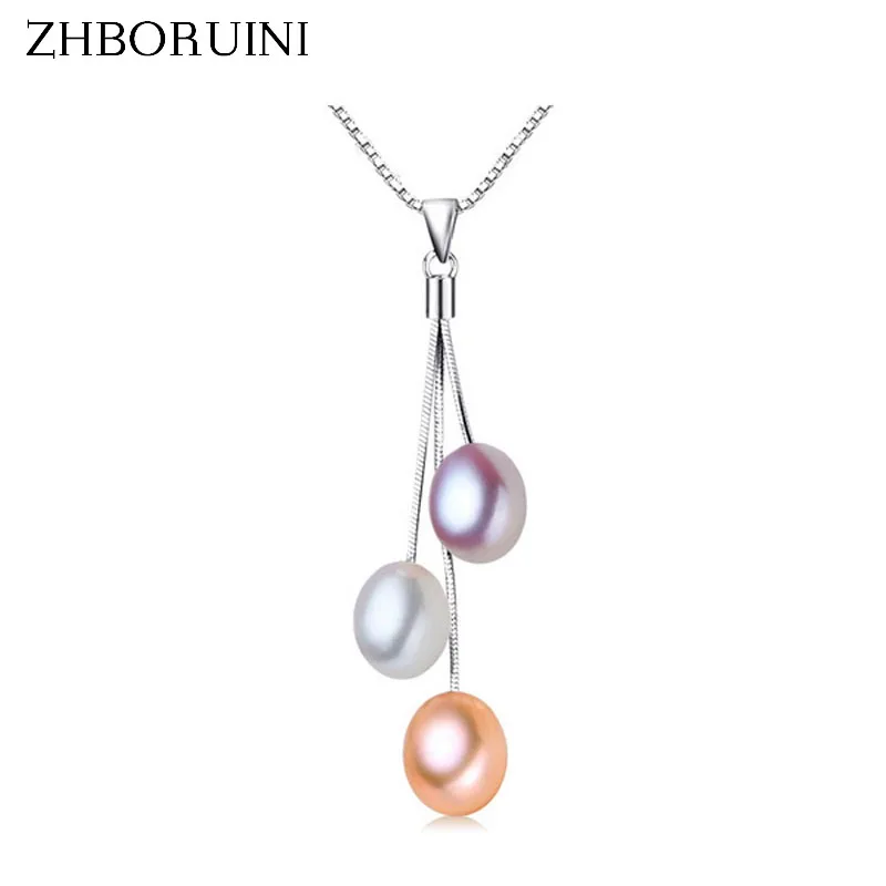 Top Trends: ZHBORUINI 2021 Fashion Pearl Necklace Pearl Jewelry Multicolour Natural Pearl Pendant 925 Sterling Silver Jewelry For Women Gift Shoppable Styles