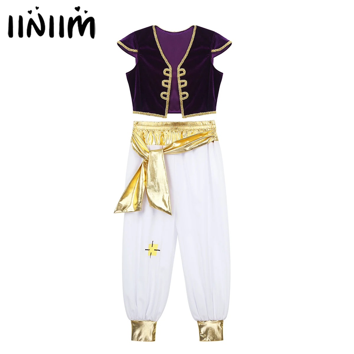 Top Trends: Kids Boys Children Arabian Prince Lamp Cosplay Costumes Cap Sleeves Vest Waistcoat With Pants Set For Halloween Parties Dress Up Shoppable Styles