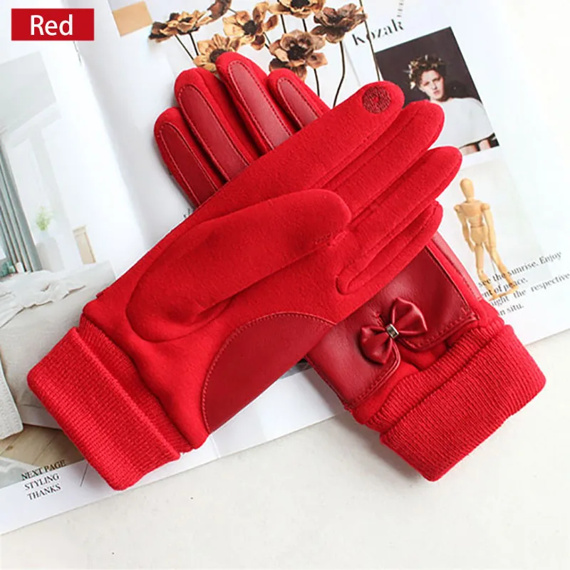 Top Trends: Winter Warm Cotton Knitted Driving Gloves Women's Fashion Touch Screen New Threaded Sleeves Windproof And Cold-Proof Finger Shoppable Styles - Image 5