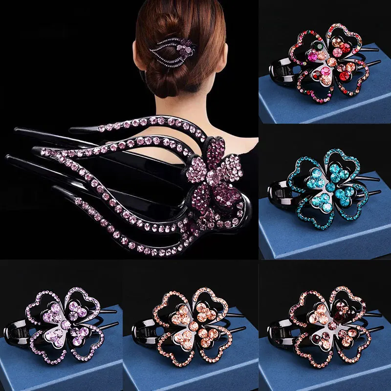 Top Trends: 2023 Vintage Crystal Beads Hair Clips Rhinestone Flower Duckbill Hair Claws Hairpin Ponytail Headwear For Women Hair Accessories Shoppable Styles