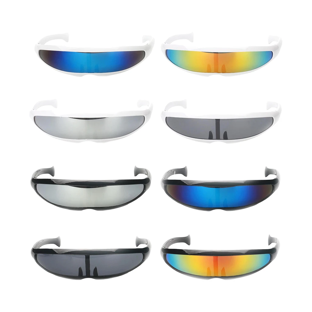 Top Trends: Funny Plastic Color Mirrored Single Lens Visor Sunglasses Cyclops Cosplay Glasses Cosplay Glasses Shoppable Styles