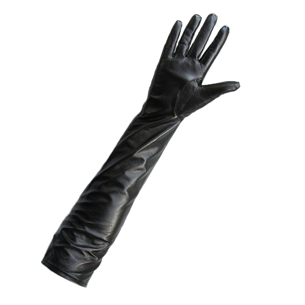 Top Trends: Men Genuine Leather Long Gloves Extra Long Straight Style Sheepskin Winter Warm Cuff Gauntlet Gloves New Shoppable Styles