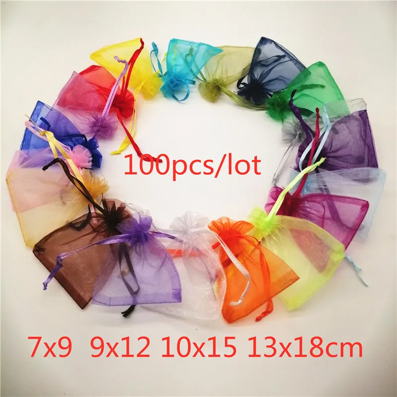 Top Trends: 100pcs Drawstring Organza Bags 7x9 9x12 10x15 13x18 Jewelry Pouches Jewelry Packaging Bag Jewellery Bag Organza Jewelry Bags Shoppable Styles