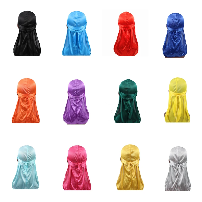 Top Trends: Unisex Women Men Silk Durag Turban Hat Wigs Biker Headwear Headband Hair Accessories Long Tail Straps Bandanas Silky Durags Shoppable Styles