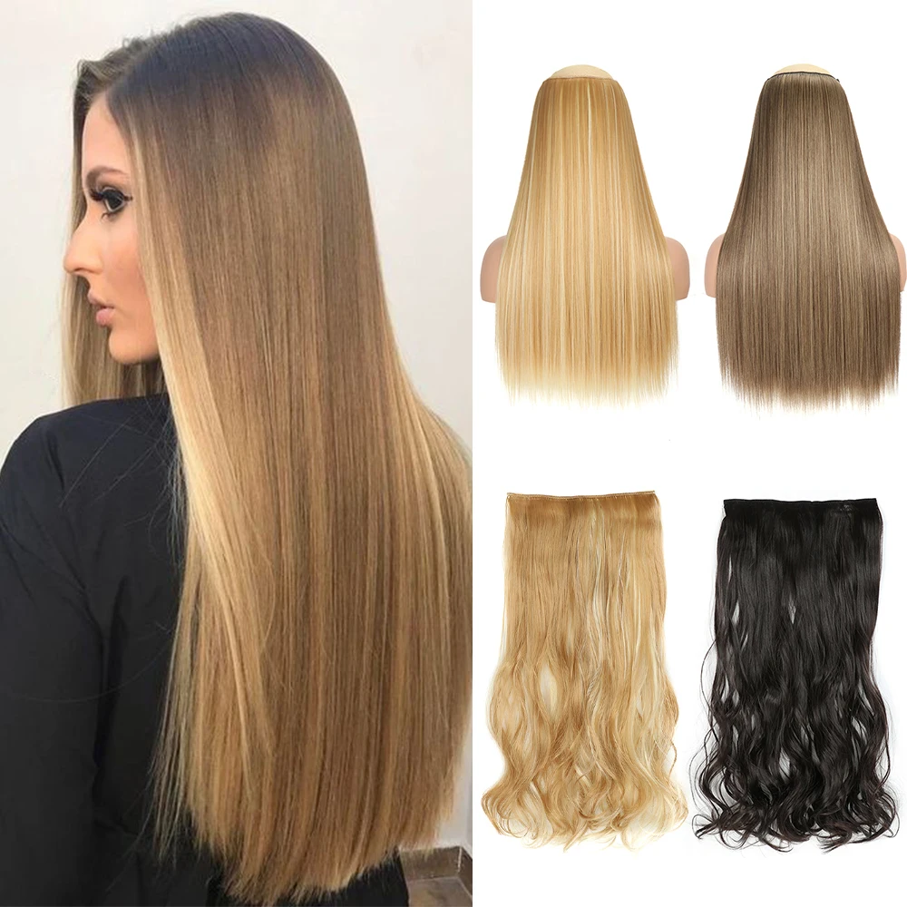 Top Trends: Hairstar 24" Long Straight Curly One Piece 5clips Clip In Hair Extensions Synthetic Hairpieces For Woman Shoppable Styles