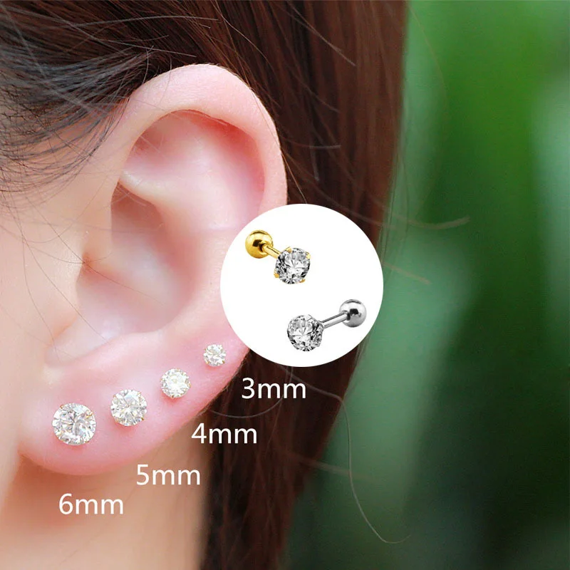 Top Trends: 1Pair / 2Pcs Small Round Cz Tragus Cartilage Stainless Steel 16G 4 Prong Ear Stud Earrings Tragus Helix Piercing Jewelry Shoppable Styles - Image 6