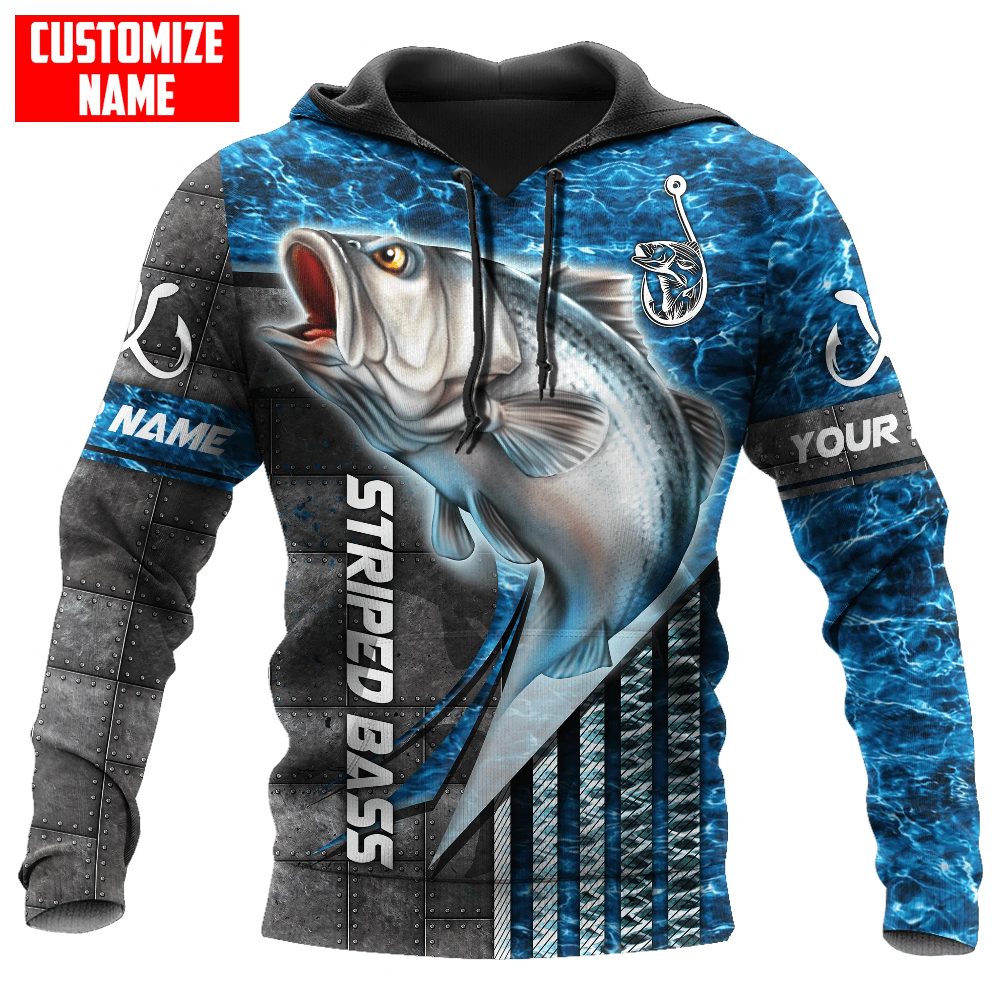 Top Trends: Custom Name Striped Bass Fishing 3D All Over Printed Men's Hoodie & Sweatshirt Autumn Unisex Zip Hoodie Casual Sportswear KJ838 Shoppable Styles