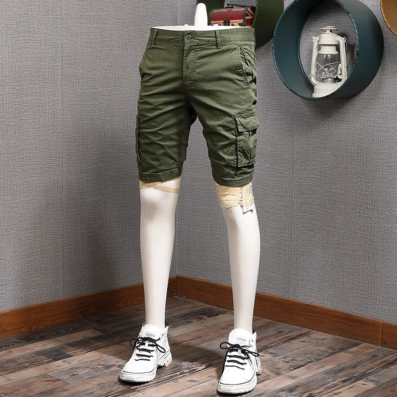 Top Trends: Army Green Loose Cargo Shorts Men Cotton Tactical Casual Multi Pocket Baggy Shorts Shoppable Styles