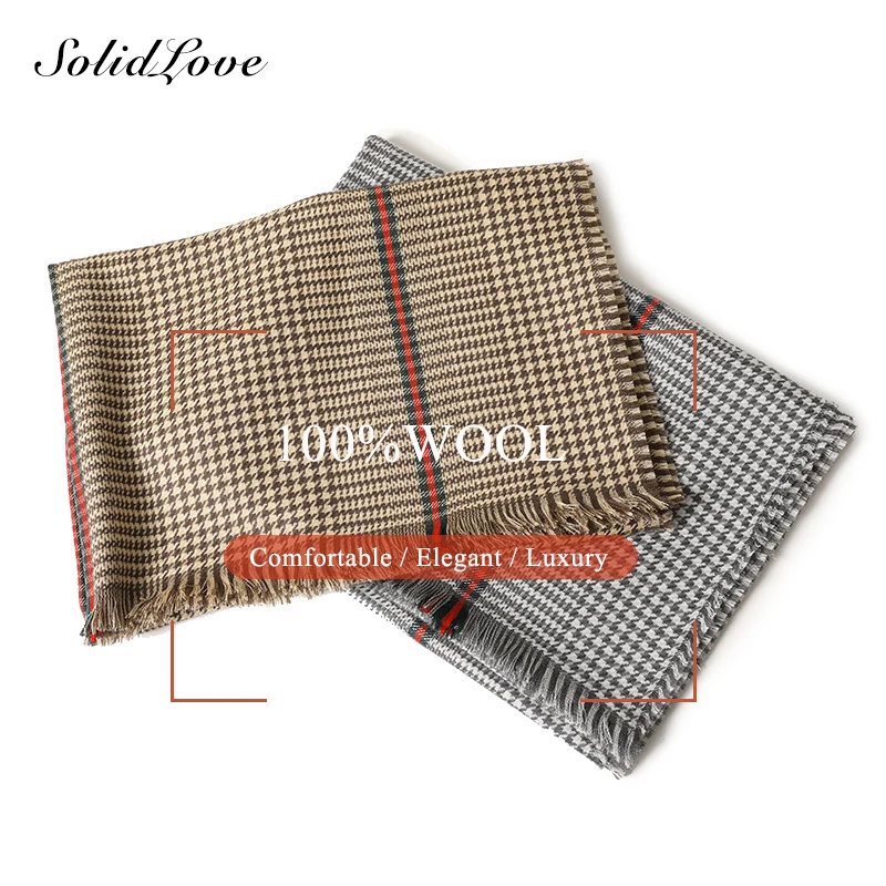 Top Trends: Winter Scarf Houndstooth Design Thick Warm Print Women Cashmere Pashmina Shawl Lady Wrap Scarves Knitted Female Foulard Blanket Shoppable Styles