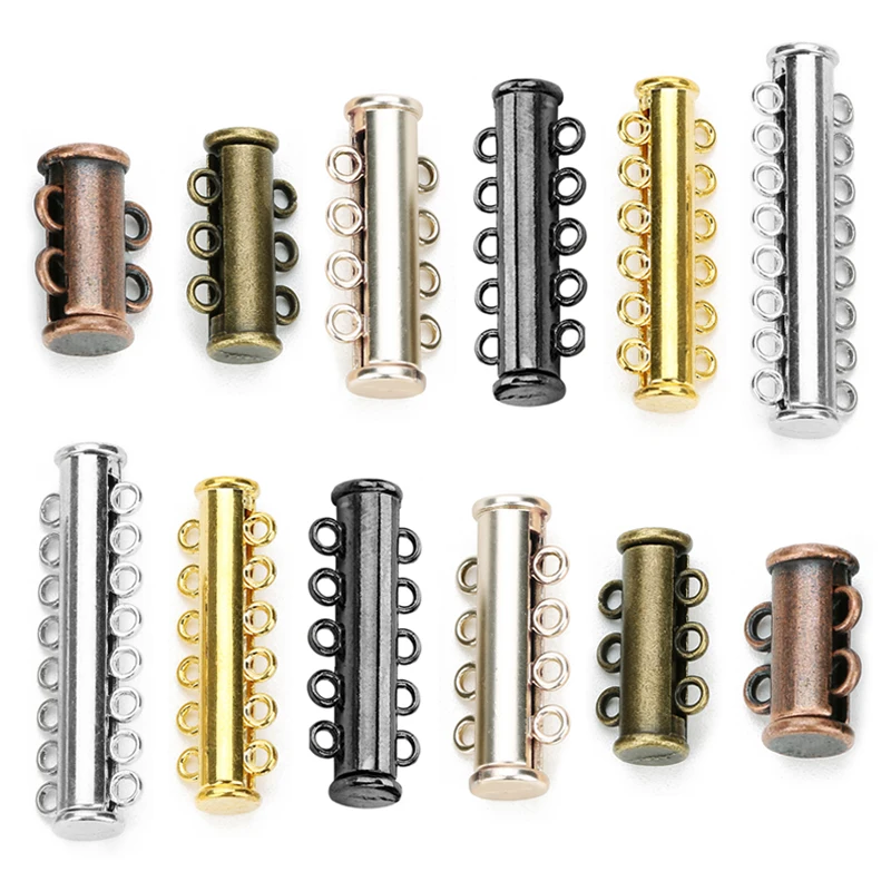 Top Trends: SAUVOO 5pcs Rows Strong Magnetic Clasps Slide Tubes Lock For Layered Bracelet Necklaces Buckle Hook Jewelry Making Findings Shoppable Styles