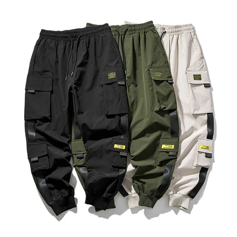 Top Trends: New Hip Hop Joggers Cargo Pants Men Harem Pants Multi-Pocket Ribbons Man Sweatpants Streetwear Casual Mens Pants Shoppable Styles