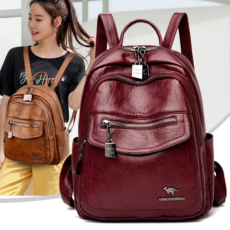 Top Trends: Women's Backpack Fashion And Elegant Bag Soft Leather Solid Backpack Zipper Comfortable Bag For Ladies Designer Travel Backpack Shoppable Styles - Image 3