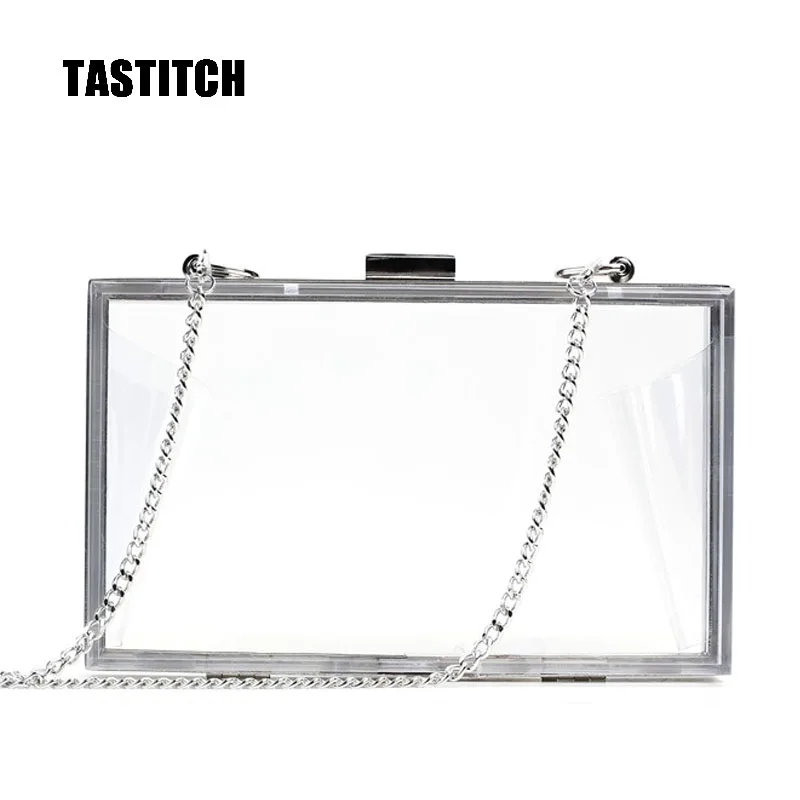 Top Trends: Fashion Acrylic Transparent Bag Lady Clutches Chain Women Shoulder Messenger Bags Hard Wedding Party Evening Bag Handbags Silver Shoppable Styles