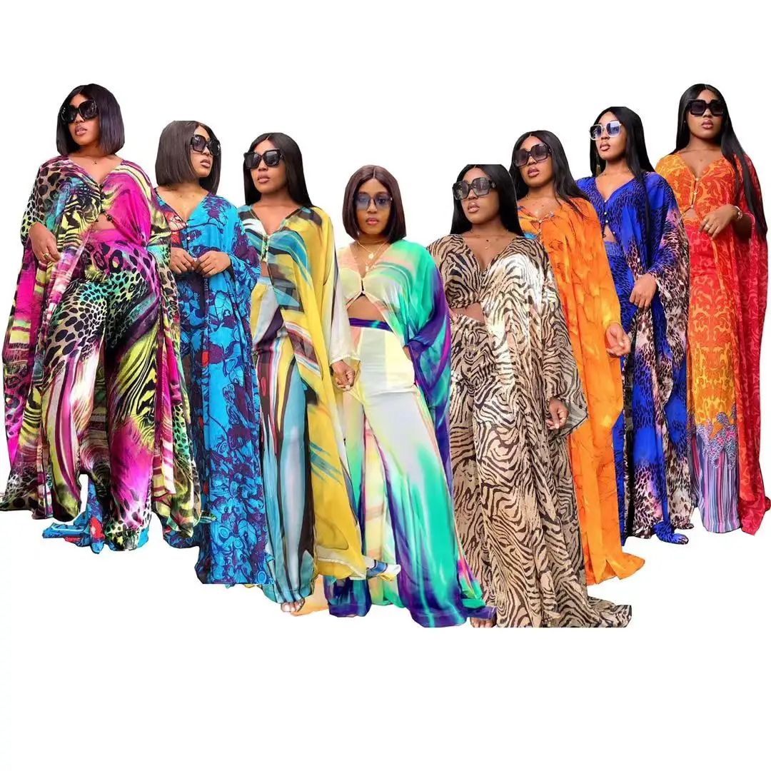 Top Trends: Women Africa Abaya 2 Piece Set 2022 African Dashiki New Fashion Two Piece Suit Wide Tops + Long Pants Party Free Size For Ladies Shoppable Styles