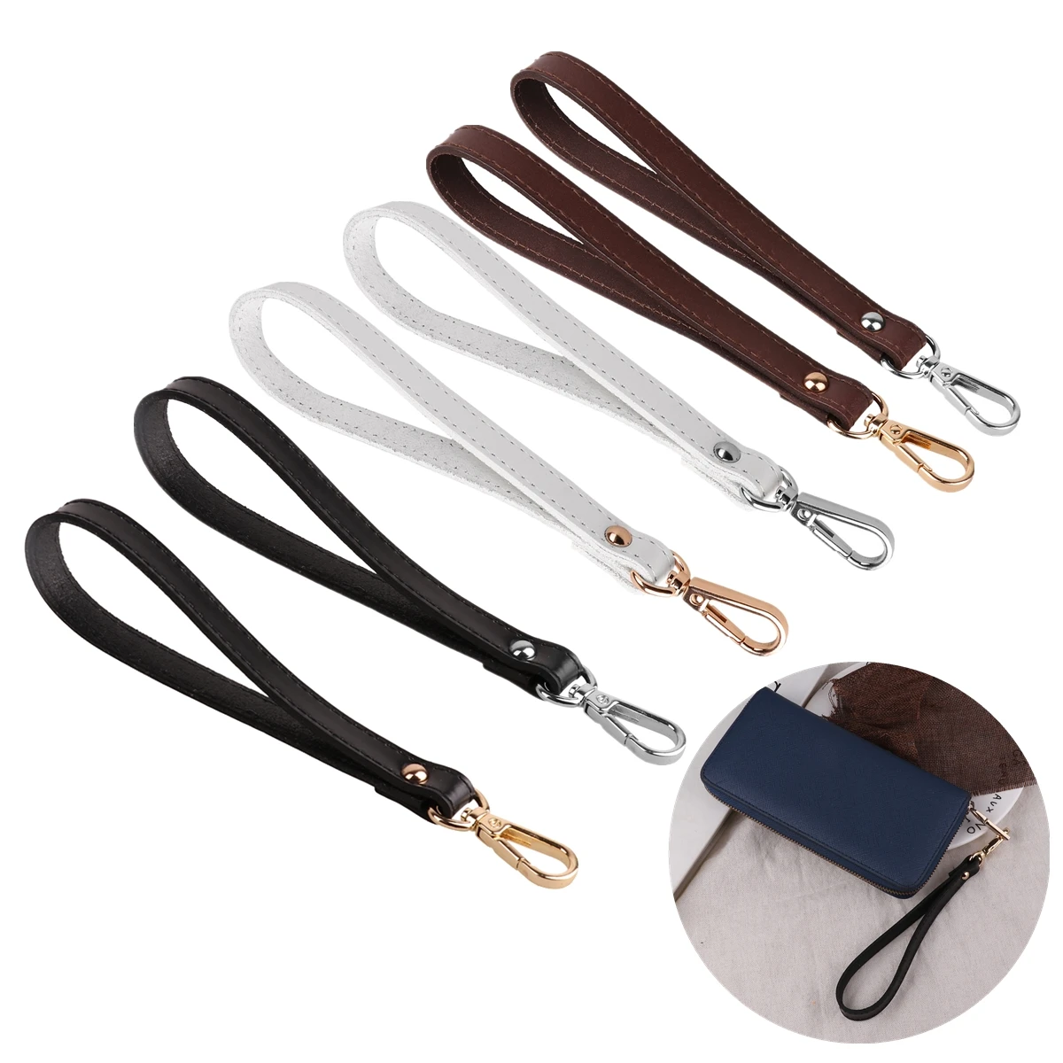 Top Trends: 1 Genuine Leather Bag Handle Wristlet Hands-Free Purse Wallet Strap Detachable Wrist Strap For Handle Bag Clutch Bag Accessories Shoppable Styles