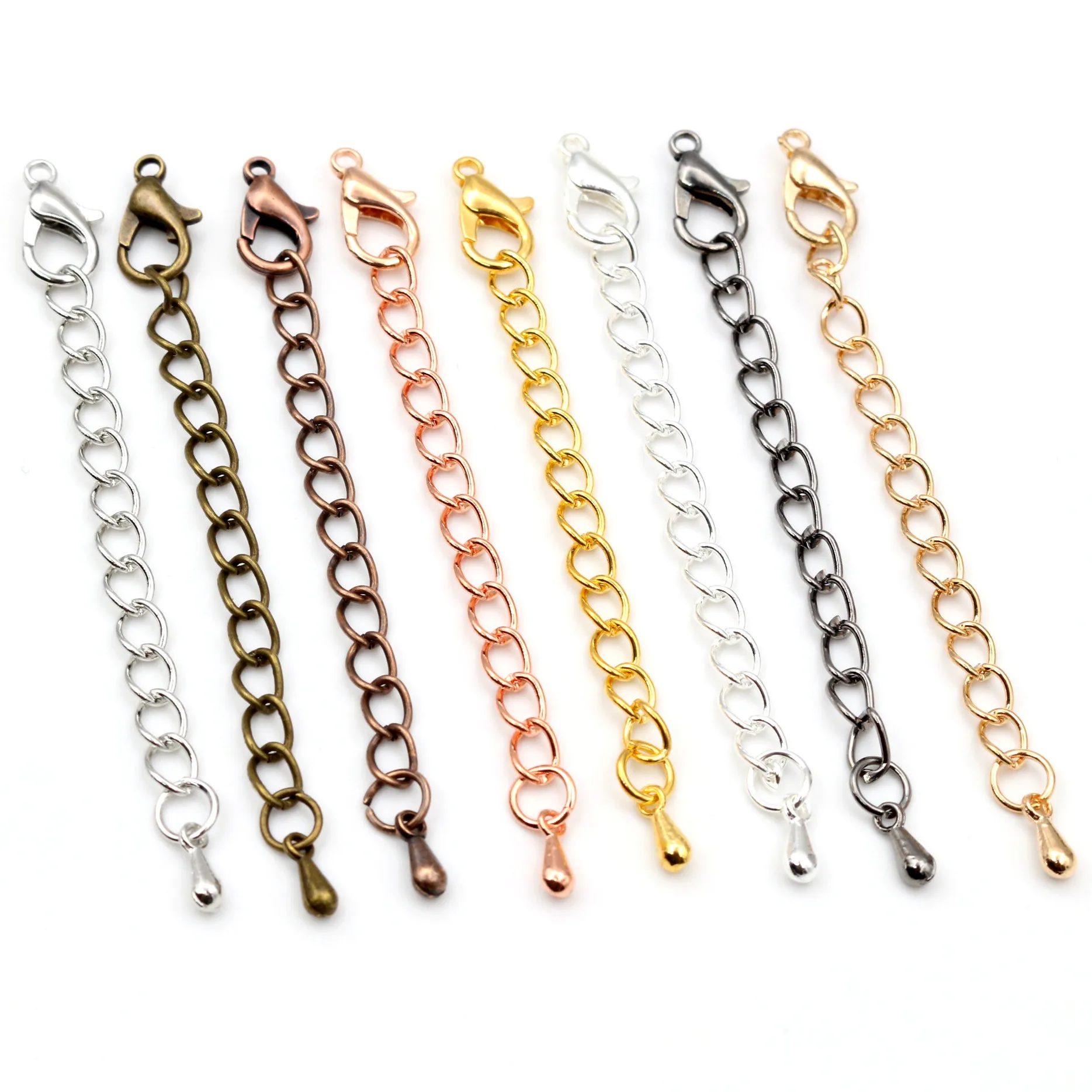 Top Trends: 10pcs 50mm / 70mm Length Longer 5x4mm Handmade Extension Chain With Lobster Clasp And Droplets For Bracelet Necklace Tail Chain Shoppable Styles